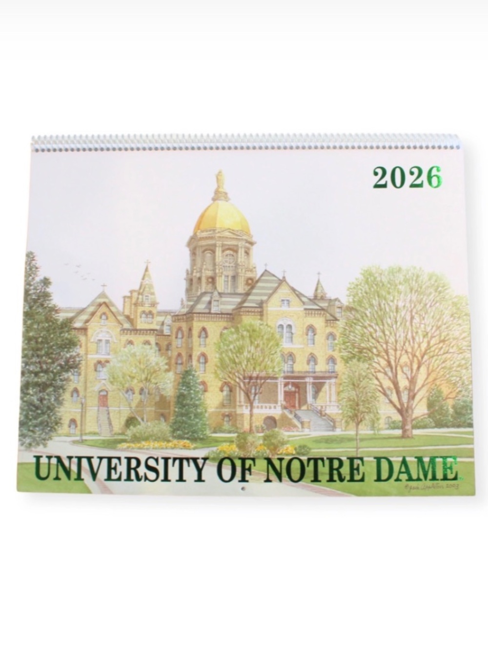 ISO 2026 Univ of Notre Dame Official Watercolor Calendar